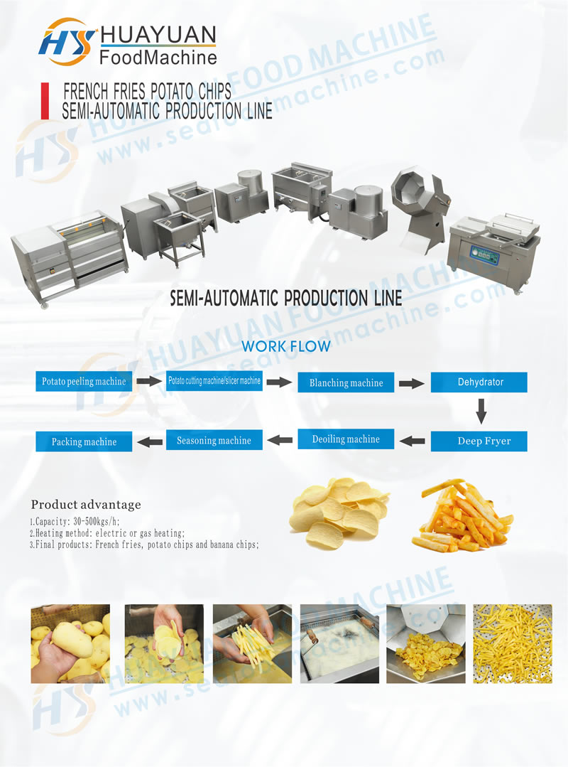 semi-automatic french fries potato chips production line